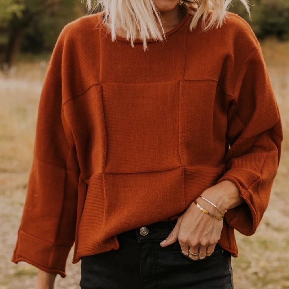 Roolee Burnt Orange Boxy Sweater